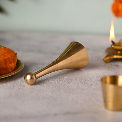 Brass Pooja Handbell / Ghanti (3.8 Inch)