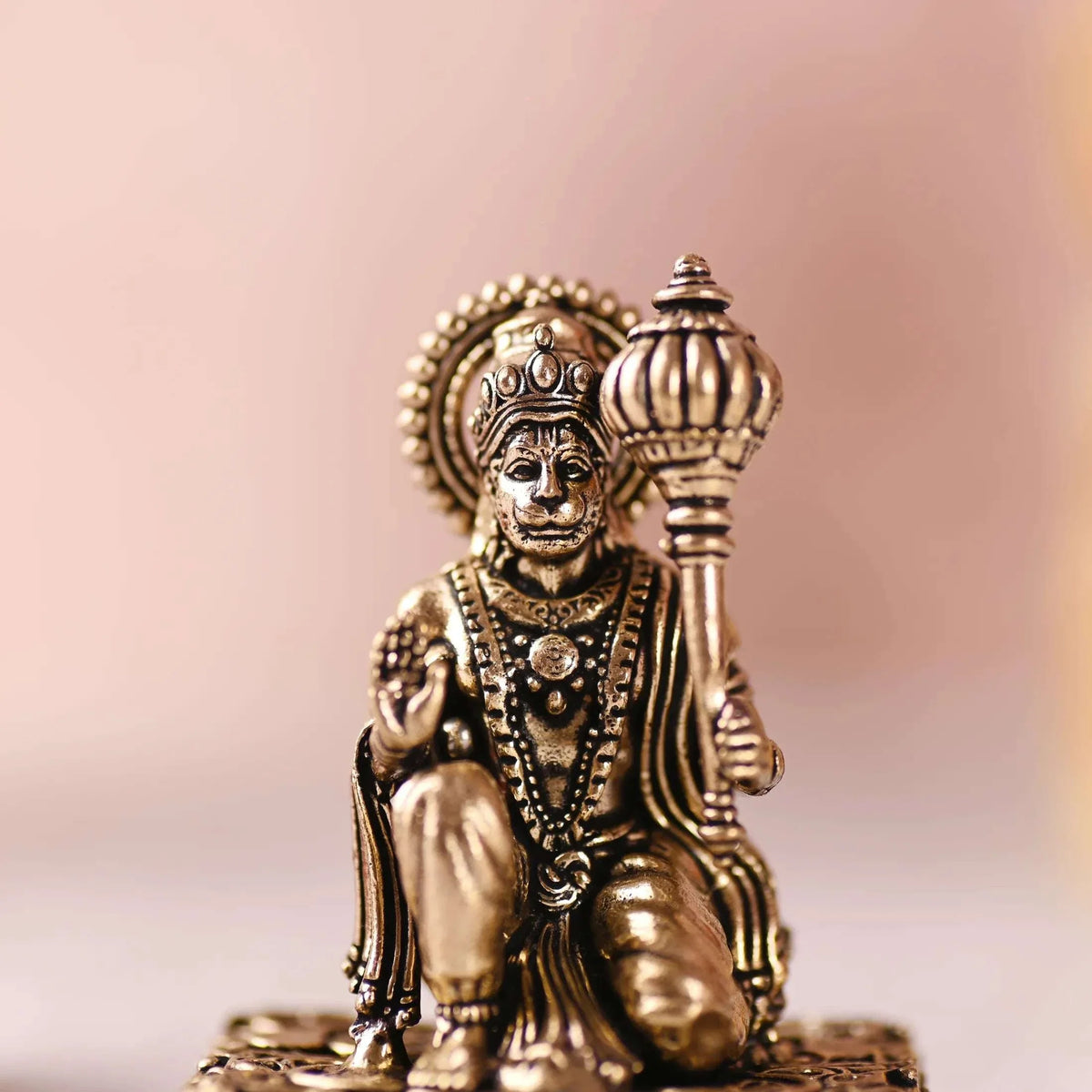 Brass Blessing Sitting Hanuman Lightweight Idol (2.5 Inch)