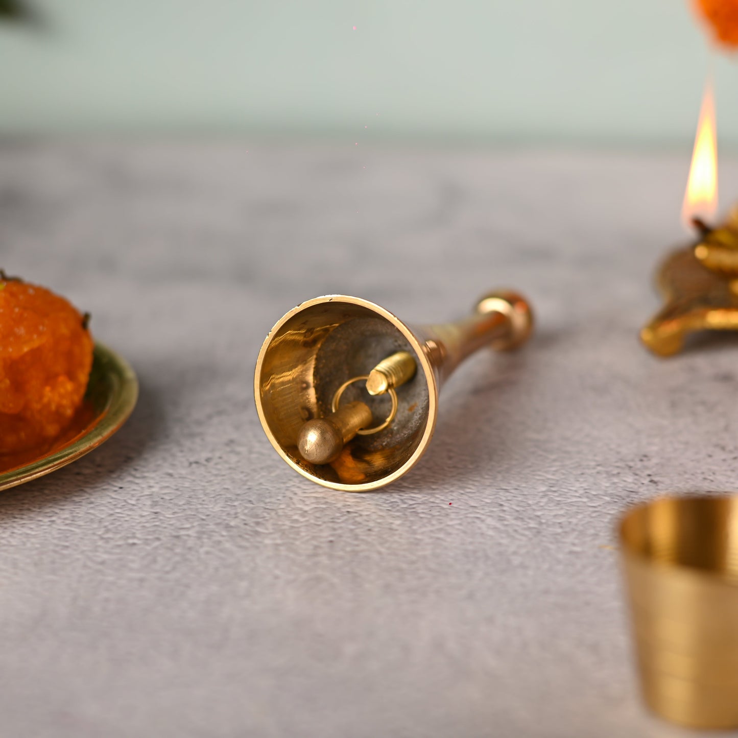 Brass Pooja Handbell / Ghanti (3.8 Inch)