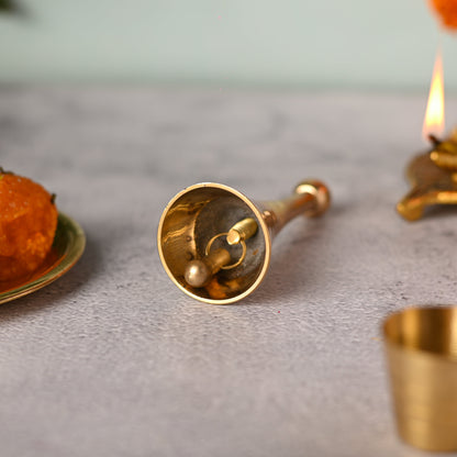 Brass Pooja Handbell / Ghanti (3.8 Inch)