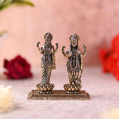 Brass Lord Vishnu And Lakshmi Standing Lightweight Idol (3.2 Inch)