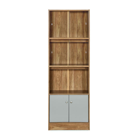 Nilkamal Gwen Book Case with Glass Sliding Doors (Oak Grey)