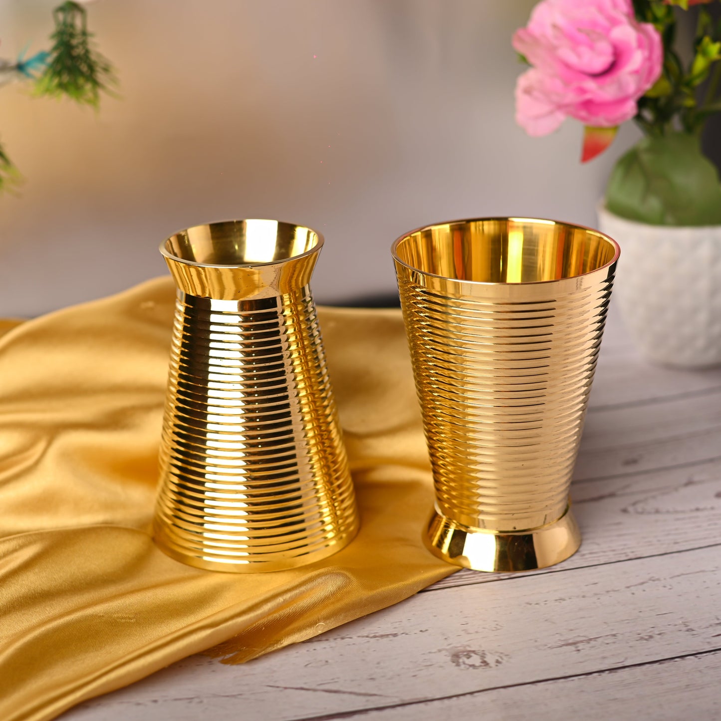 Brass Glass pair (4.7 Inch)