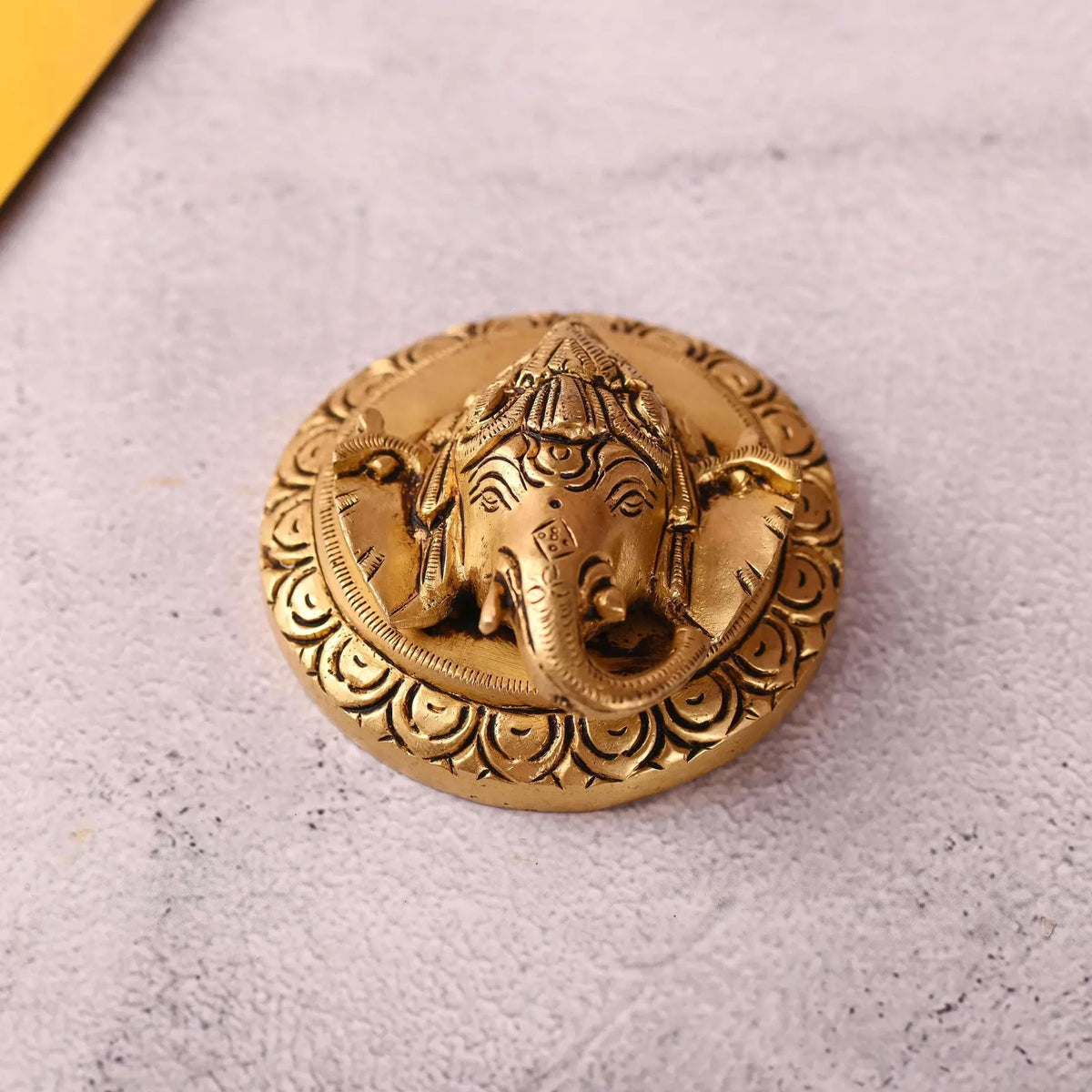 Brass Ganesha Face Wall Hanging (3 Inch)