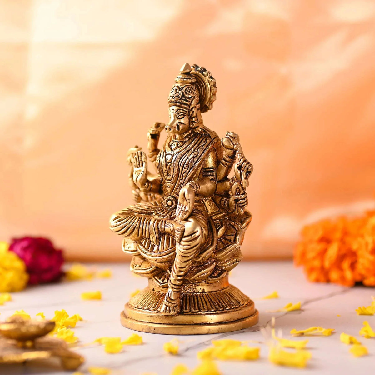 Brass Sitting Varahi Devi Idol (6 inch)