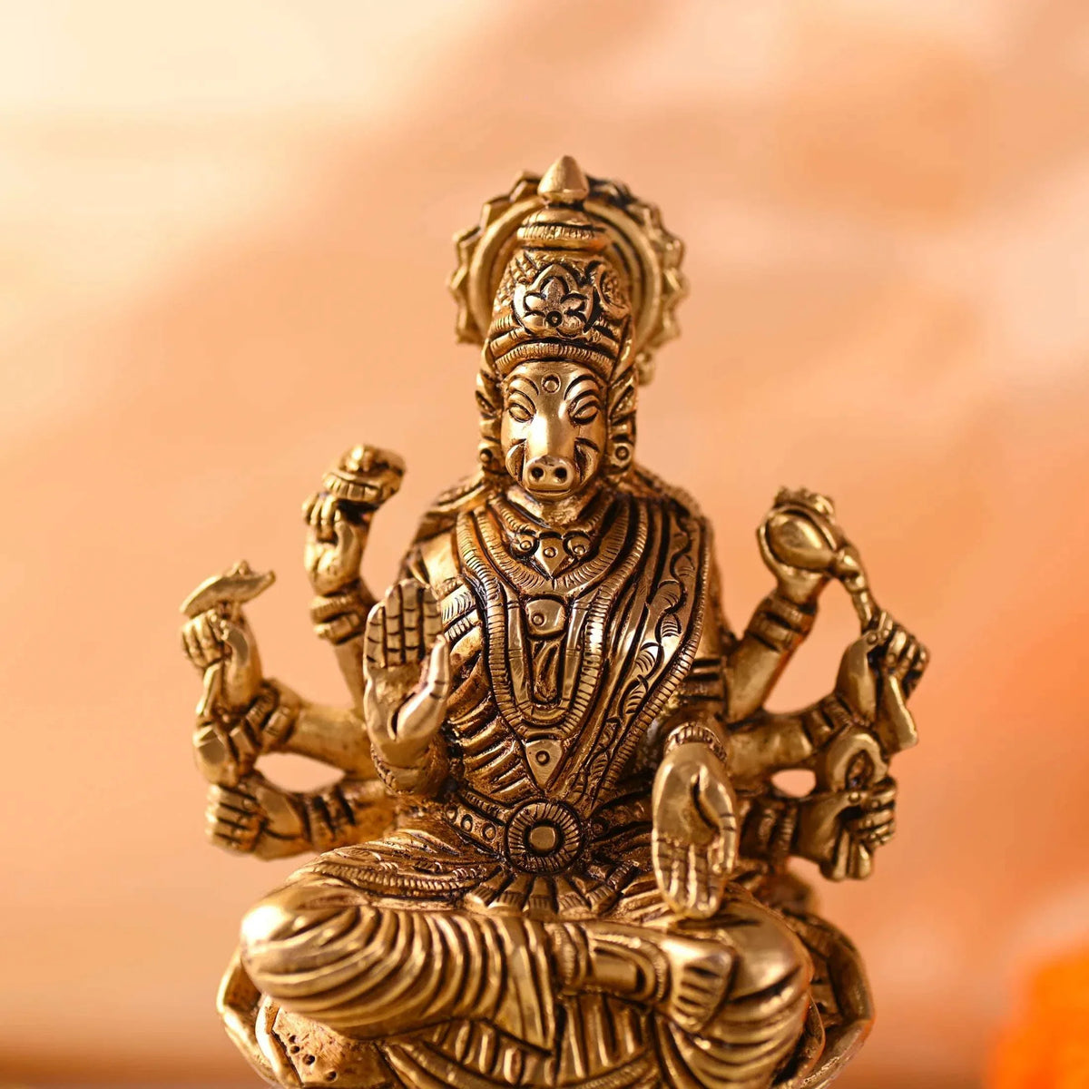 Brass Sitting Varahi Devi Idol (6 inch)