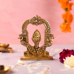 Brass Murugan Vel Arch with Peacock (4.5 inch)