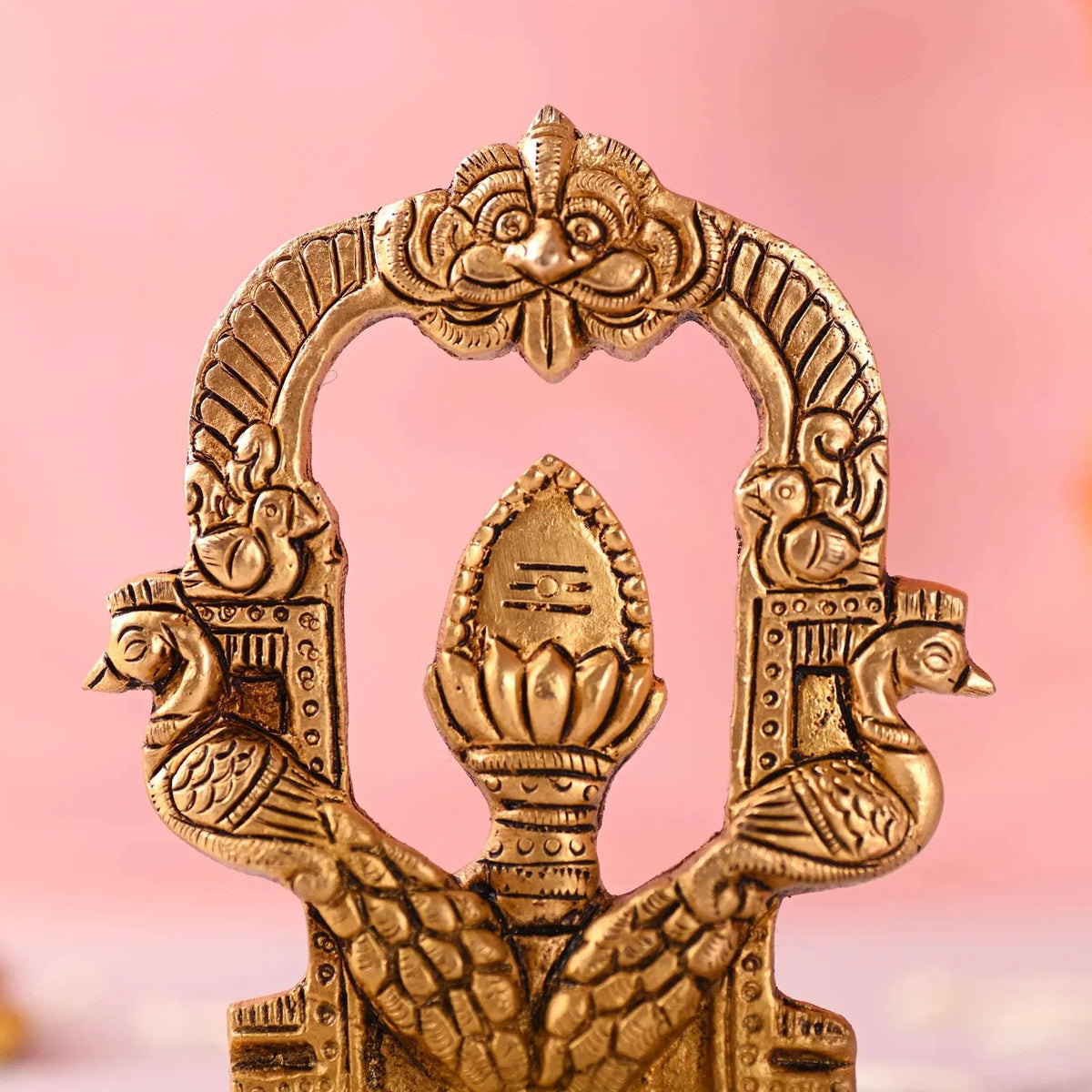 Brass Murugan Vel Arch with Peacock (4.5 inch)