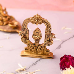 Brass Murugan Vel Arch with Peacock (4.5 inch)