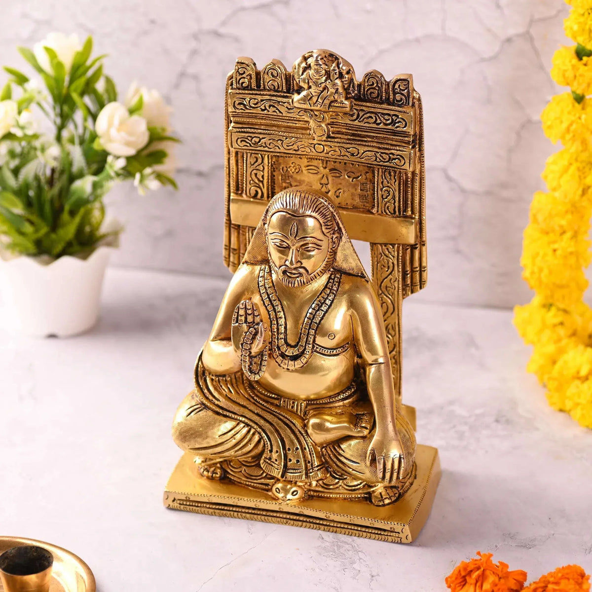 Brass Sitting Raghavendra Swamy Idol (10.5 Inch)
