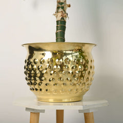 Brass Hammered Bucket Planter Pot