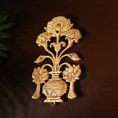 Brass Peacock & Lotus Kalash Wall Hanging Set (7.2 Inch)