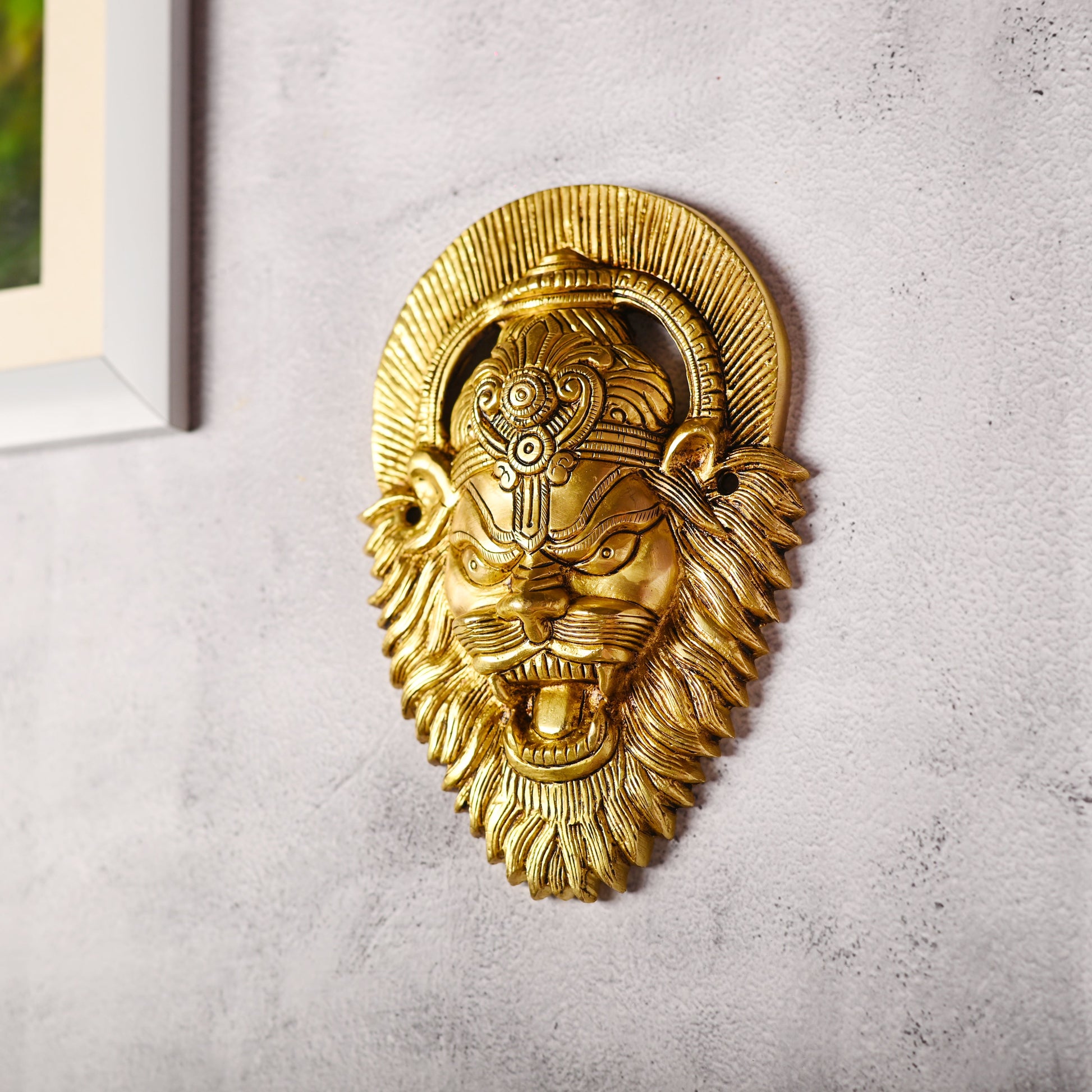 Brass Narasimha Face Wall Hanging (7.6 Inch)