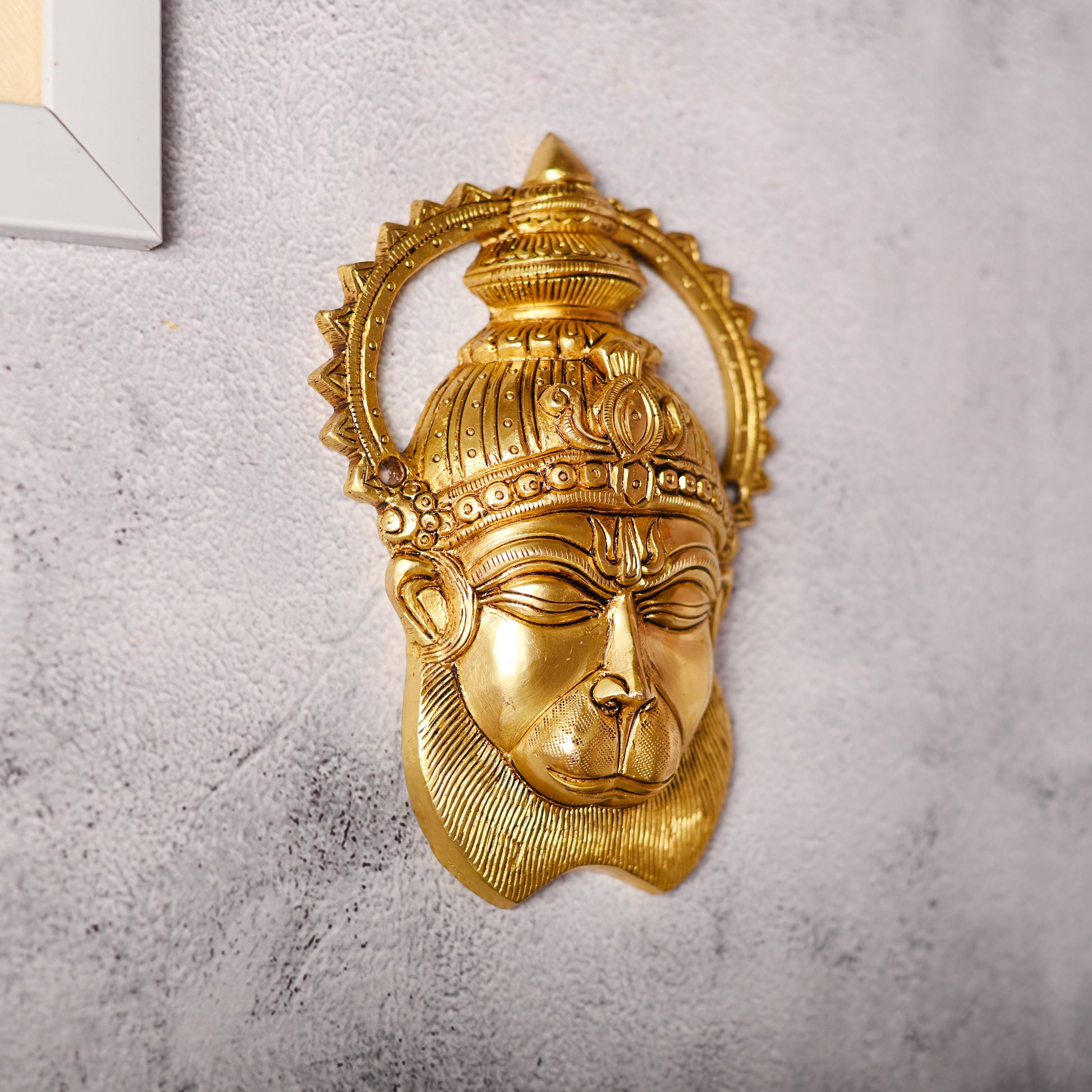 Brass Hanuman Face Wall Hanging (6.6 Inch)