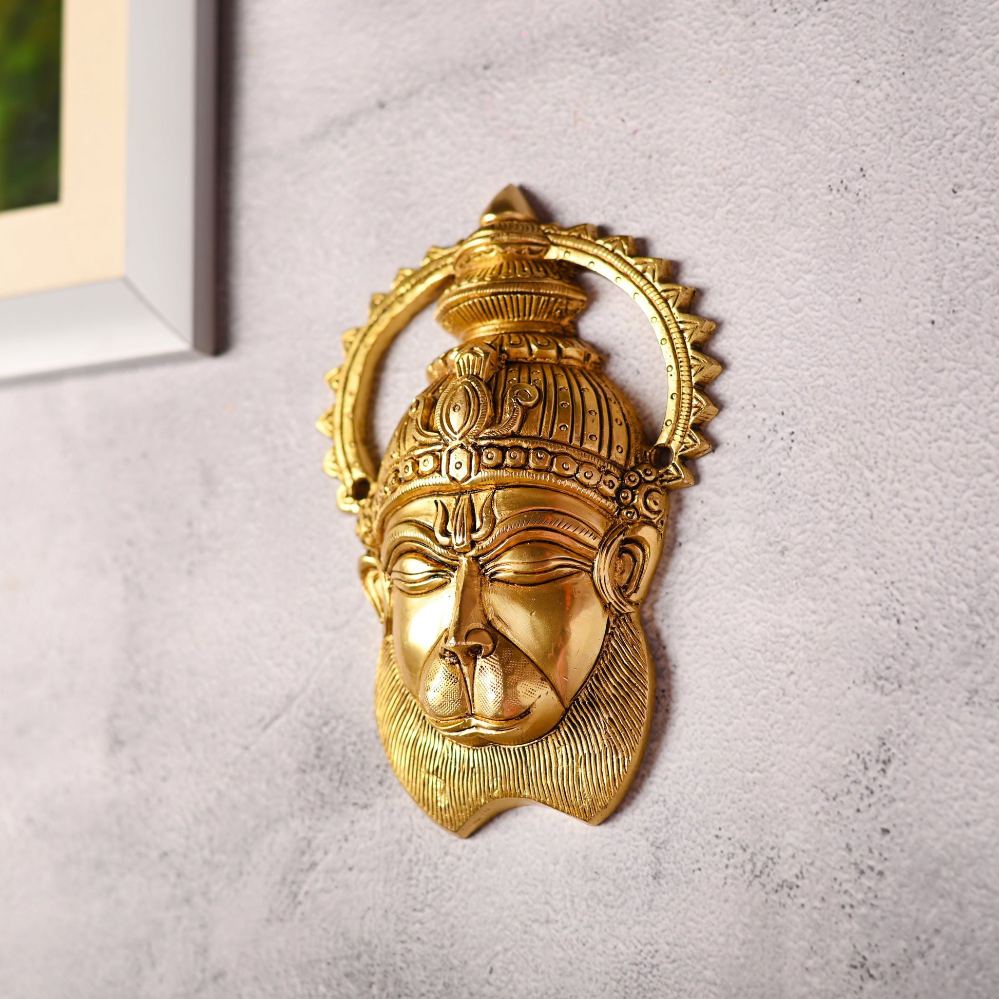 Brass Hanuman Face Wall Hanging (6.6 Inch)