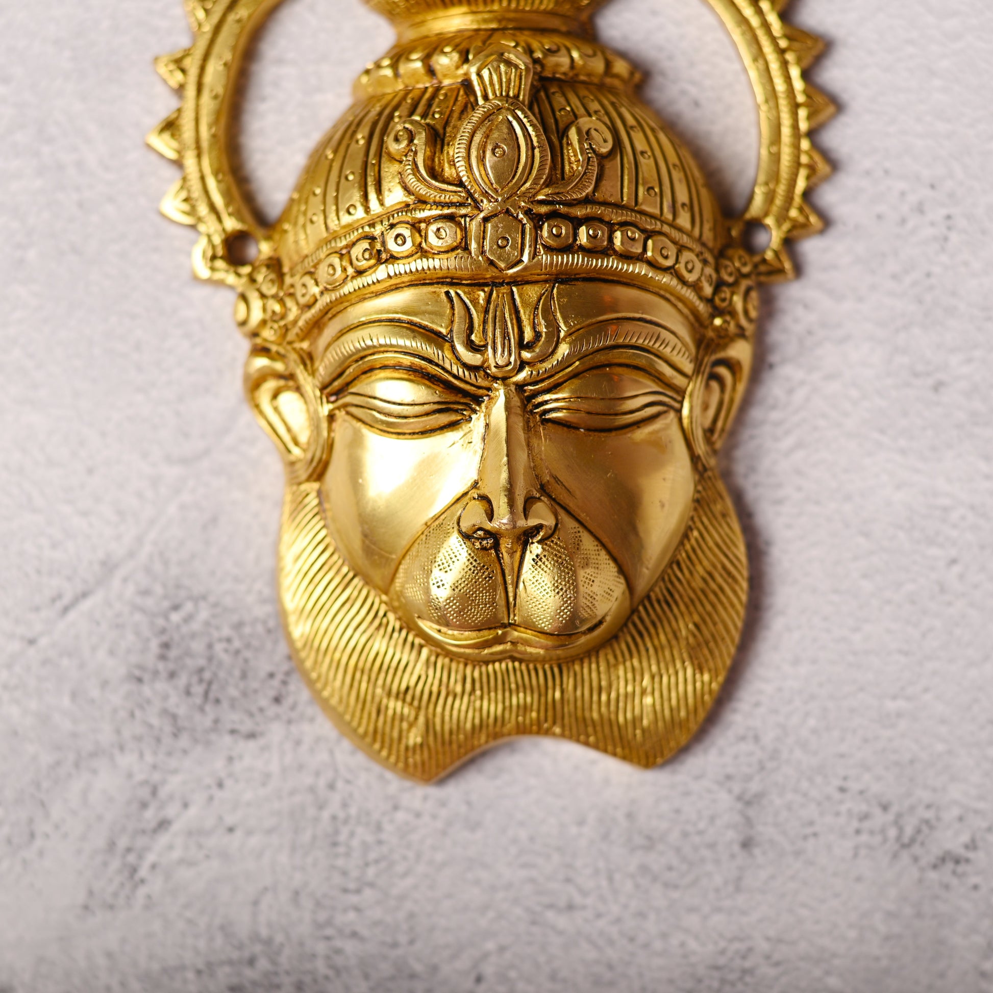 Brass Hanuman Face Wall Hanging (6.6 Inch)