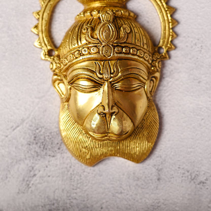 Brass Hanuman Face Wall Hanging (6.6 Inch)
