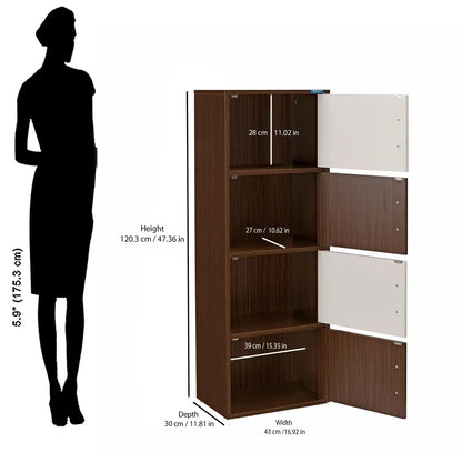 Nilkamal Sear 4 Tier Storage Cabinet (Oak/Frosty White)