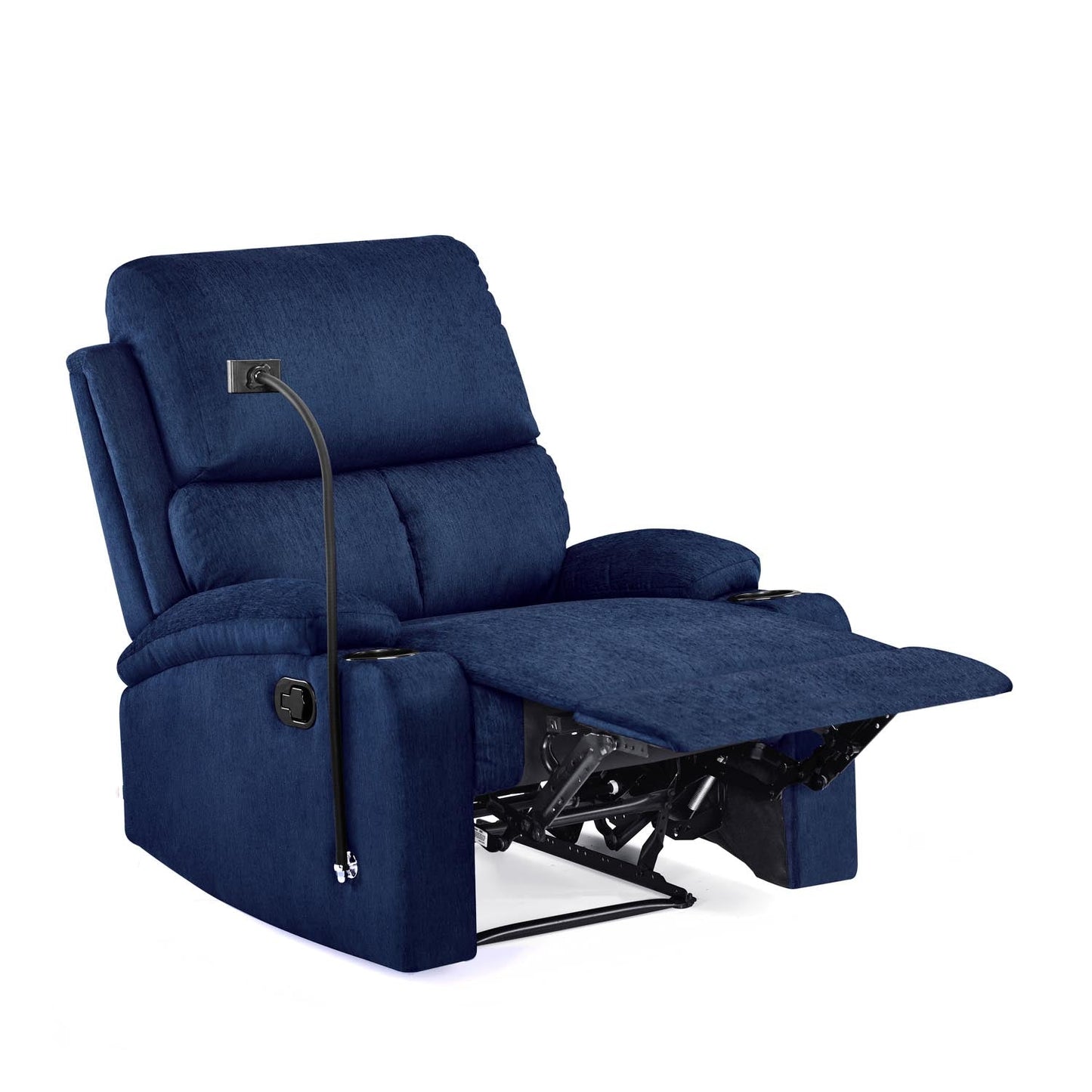 Nilkamal Matt 1 Seater Manual Recliner with Cup & Mobile Holder (Blue)