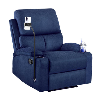 Nilkamal Matt 1 Seater Manual Recliner with Cup & Mobile Holder (Blue)