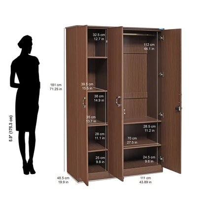 Nilkamal Massif 3 Door Wardrobe (Legno Oak)