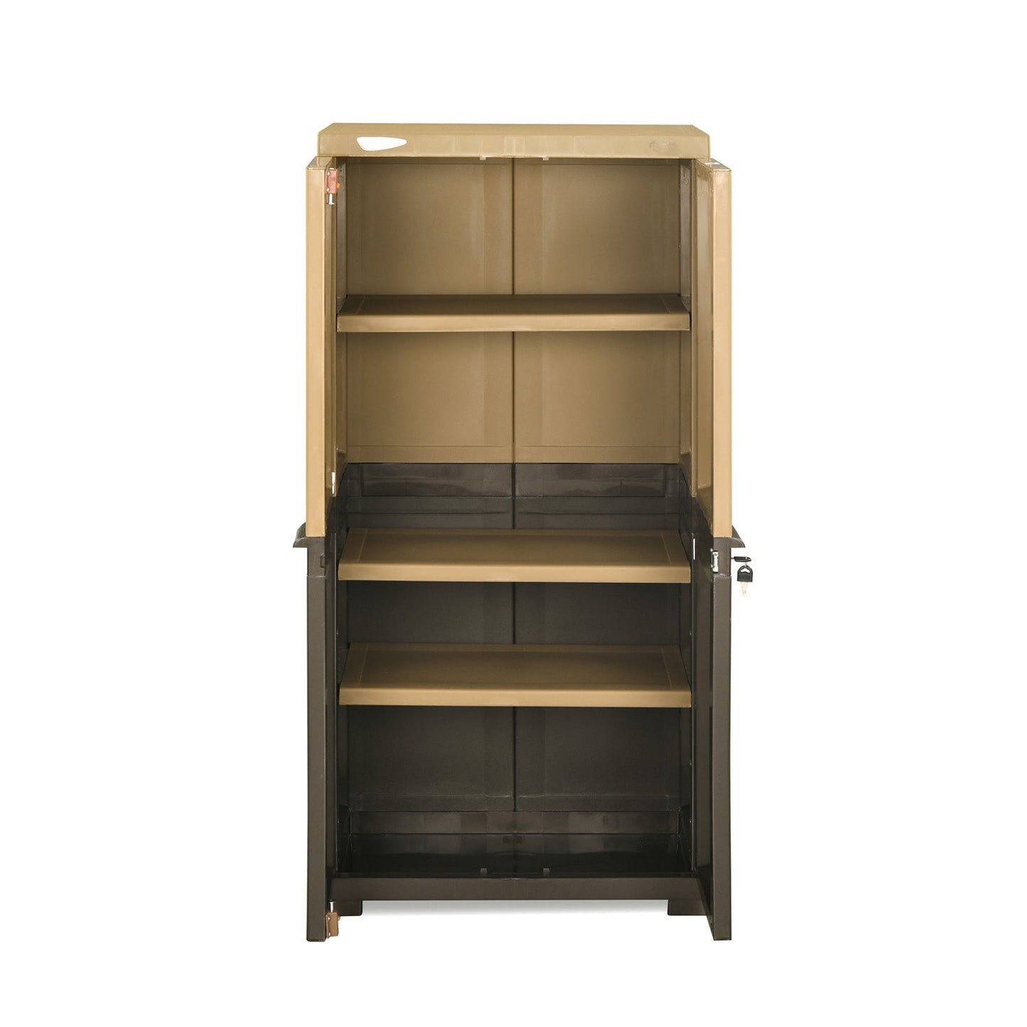 Nilkamal Freedom Mini Medium (FMM Duet) Plastic Storage Cabinet (Rattan Dark Beige & Weather Brown)