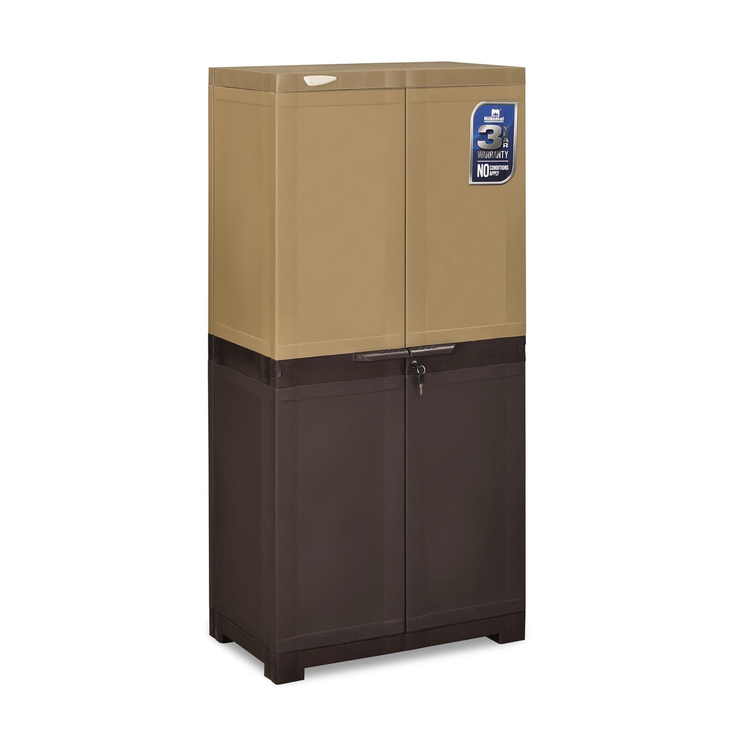 Nilkamal Freedom Mini Medium (FMM Duet) Plastic Storage Cabinet (Rattan Dark Beige & Weather Brown)