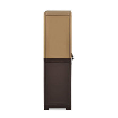 Nilkamal Freedom Mini Medium (FMM Duet) Plastic Storage Cabinet (Rattan Dark Beige & Weather Brown)