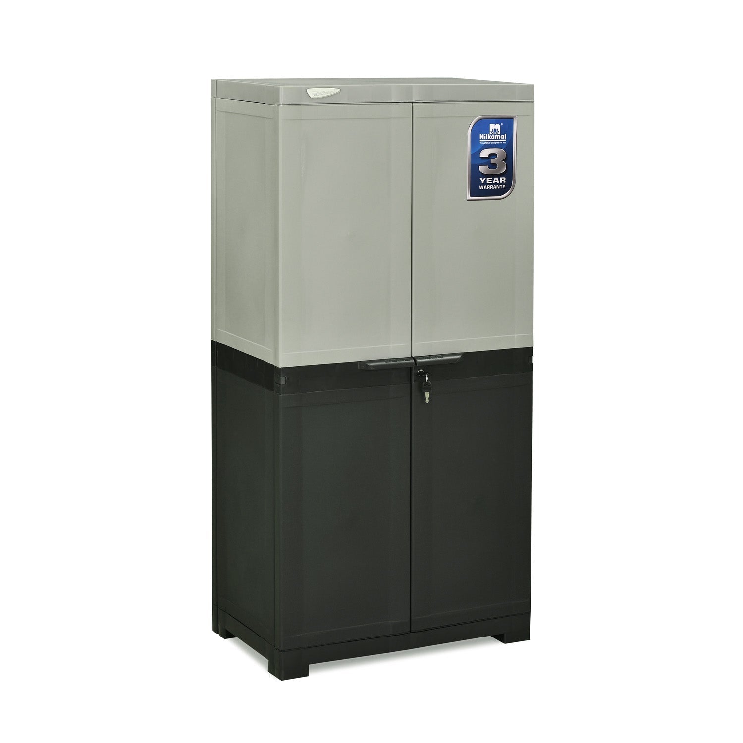 Nilkamal Freedom Mini Medium (FMM Duet) Plastic Storage Cabinet (Haze Grey/Charcoal Grey)