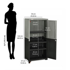 Nilkamal Freedom Mini Medium (FMM Duet) Plastic Storage Cabinet (Haze Grey/Charcoal Grey)