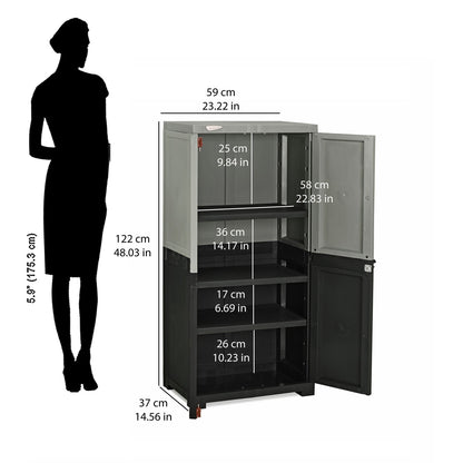 Nilkamal Freedom Mini Medium (FMM Duet) Plastic Storage Cabinet (Haze Grey/Charcoal Grey)