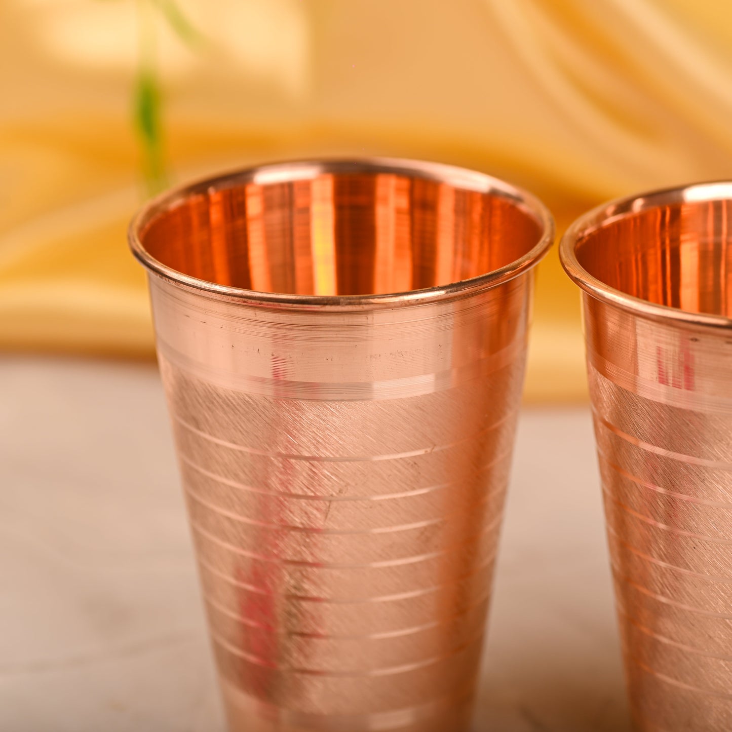 Copper Hammered Glass Pair – Traditional Indian Drinkware (4.5 Inch)