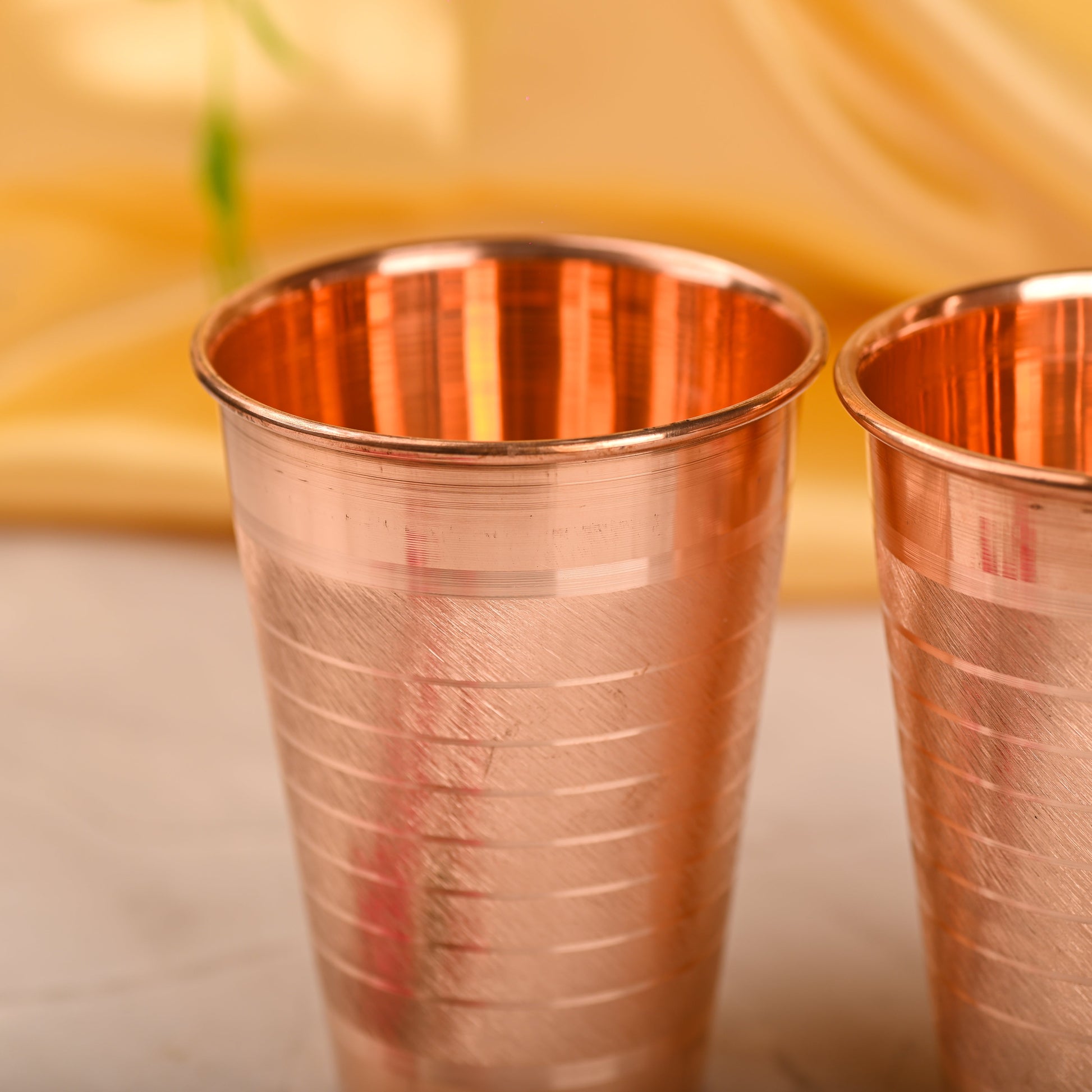 Copper Hammered Glass Pair – Traditional Indian Drinkware (4.5 Inch)