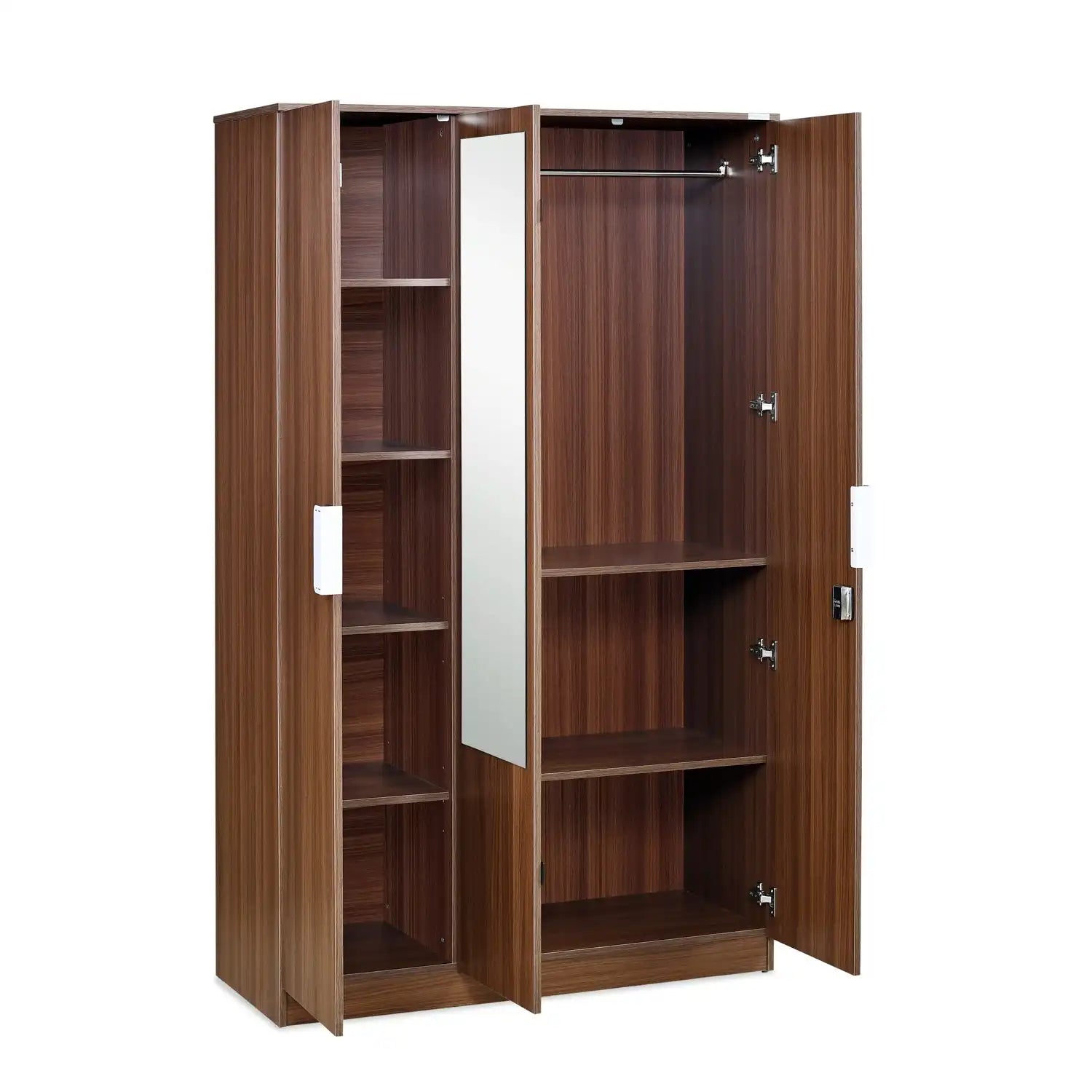Nilkamal Joyce 3 Door Wardrobe With Mirror (Classic Walnut)