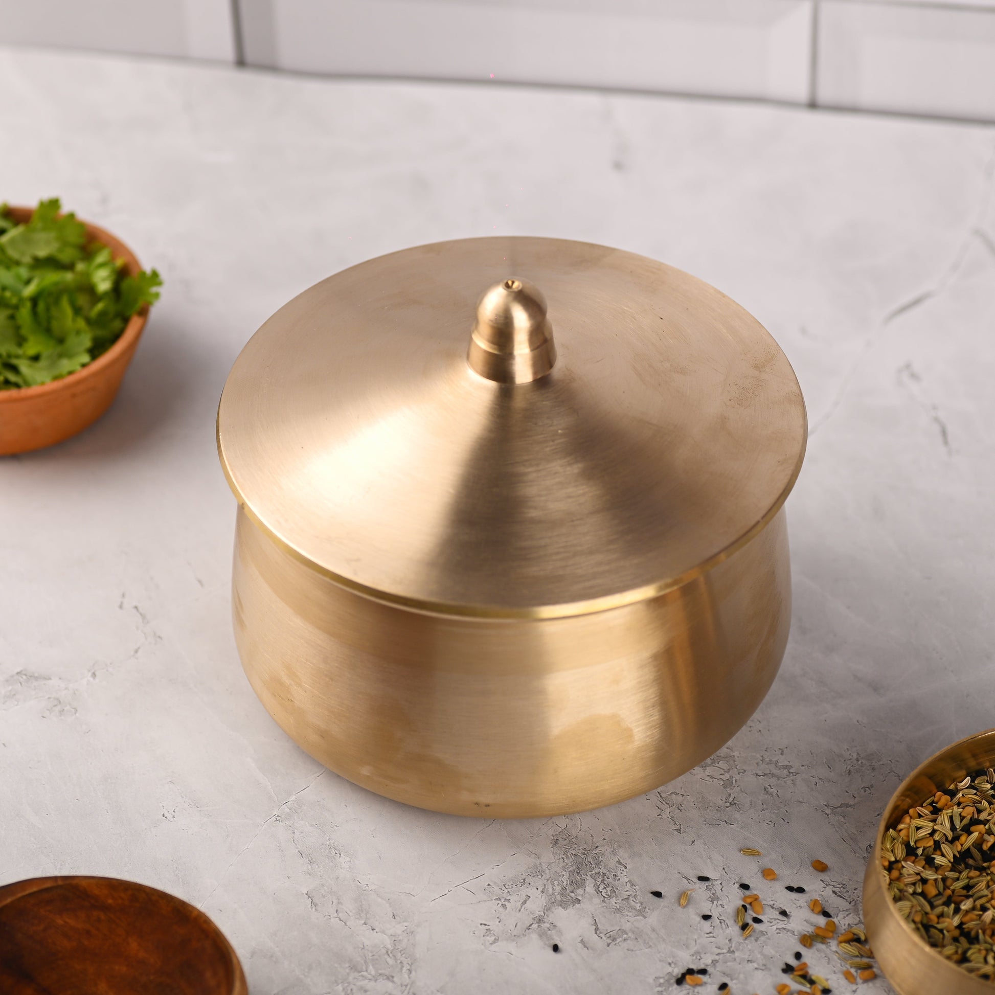 Brass Royal Serving Bowl with Lid – Traditional Brassware (5 Inch)