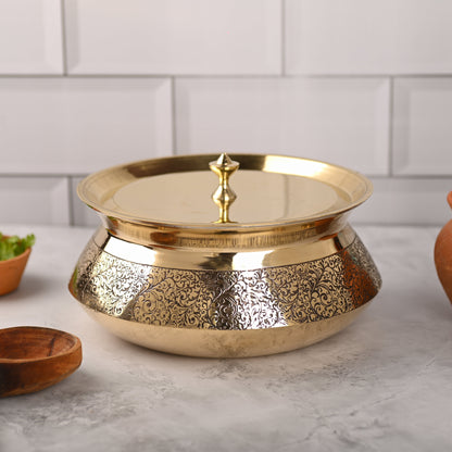 Brass Royal Handi with Lid – Traditional Indian Brassware