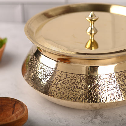 Brass Royal Handi with Lid – Traditional Indian Brassware