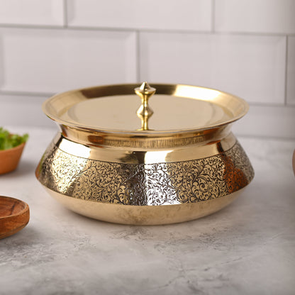 Brass Royal Handi with Lid – Traditional Indian Brassware