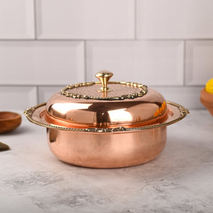 Copper Serving Pot with Lid & Handle – Traditional Indian Premium (5.5 Inch)