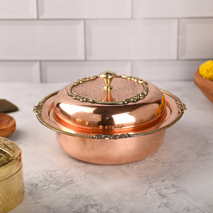 Copper Serving Pot with Lid & Handle – Traditional Indian Premium (5.5 Inch)