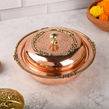 Copper Serving Pot with Lid & Handle – Traditional Indian Premium (5.5 Inch)