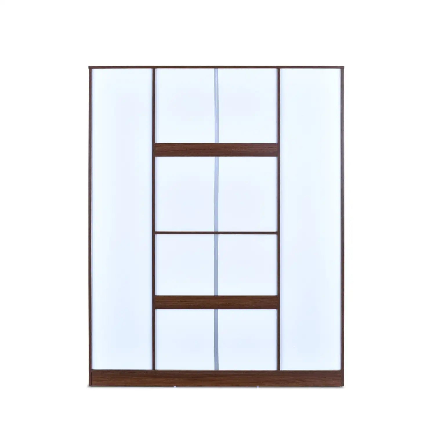 Nilkamal Joyce 4 Door Wardrobe With Mirror (Classic Walnut)