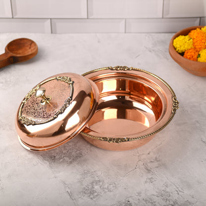 Copper Serving Pot with Lid & Handle – Traditional Indian Premium (5.5 Inch)