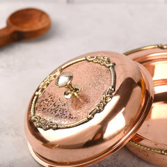 Copper Serving Pot with Lid & Handle – Traditional Indian Premium (5.5 Inch)