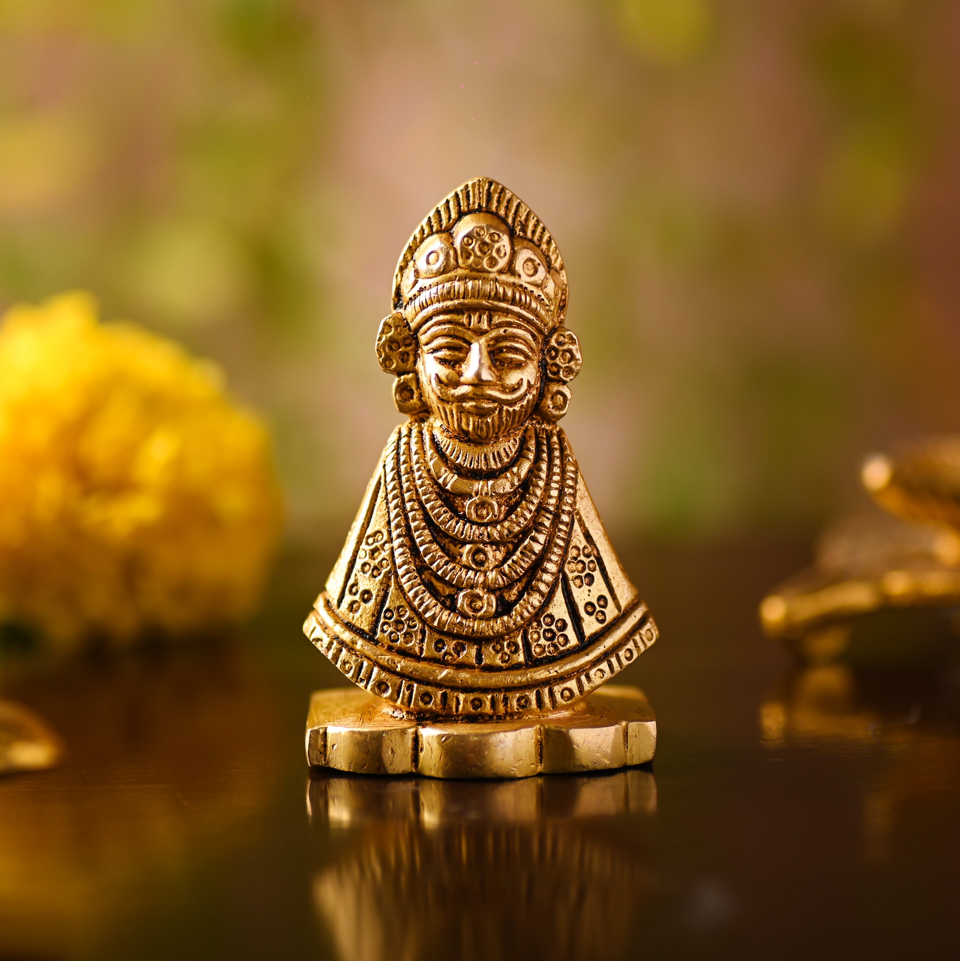 Brass Khatushyam Ji Idol – Handmade Premium Brass Decor (2.8 Inch)