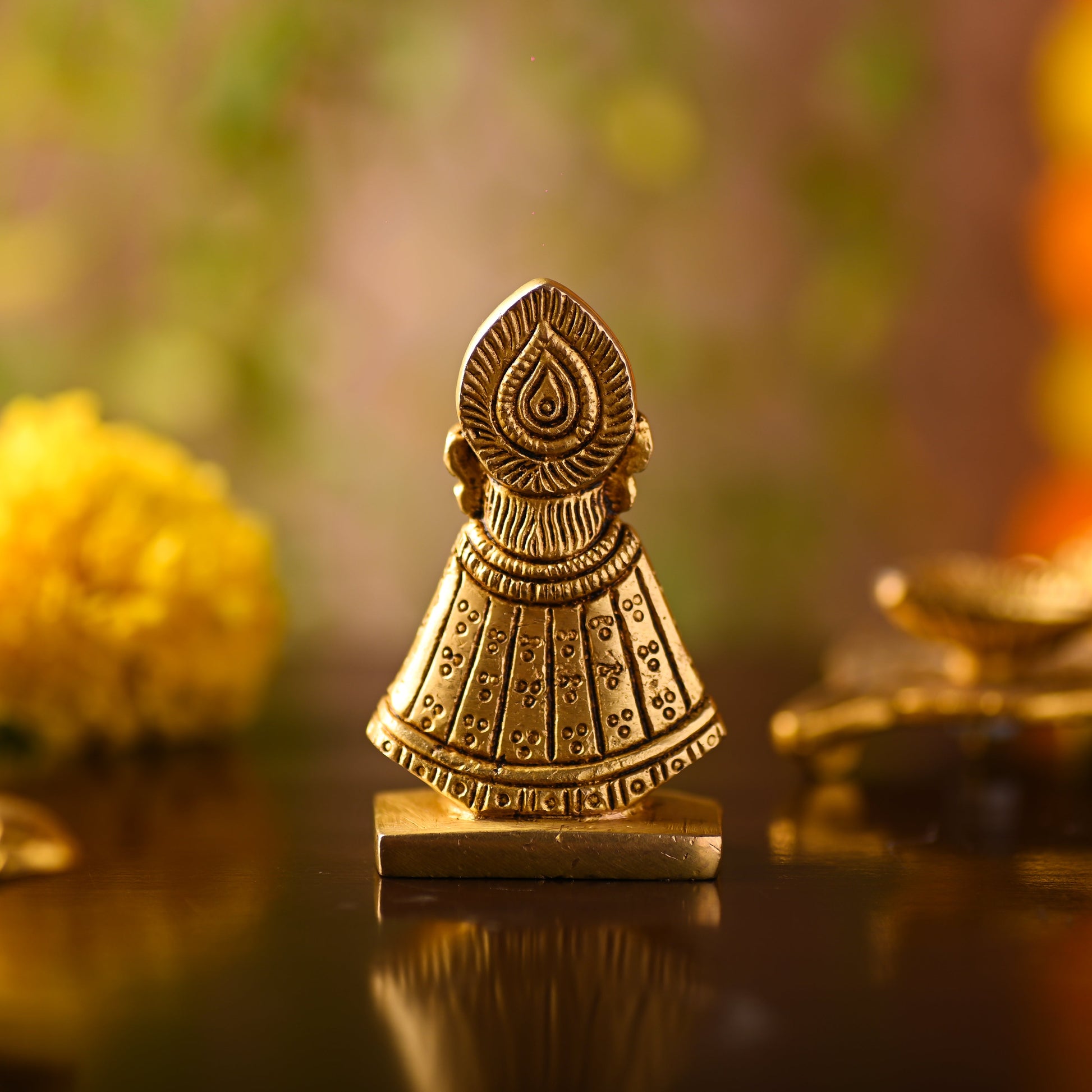 Brass Khatushyam Ji Idol – Handmade Premium Brass Decor (2.8 Inch)