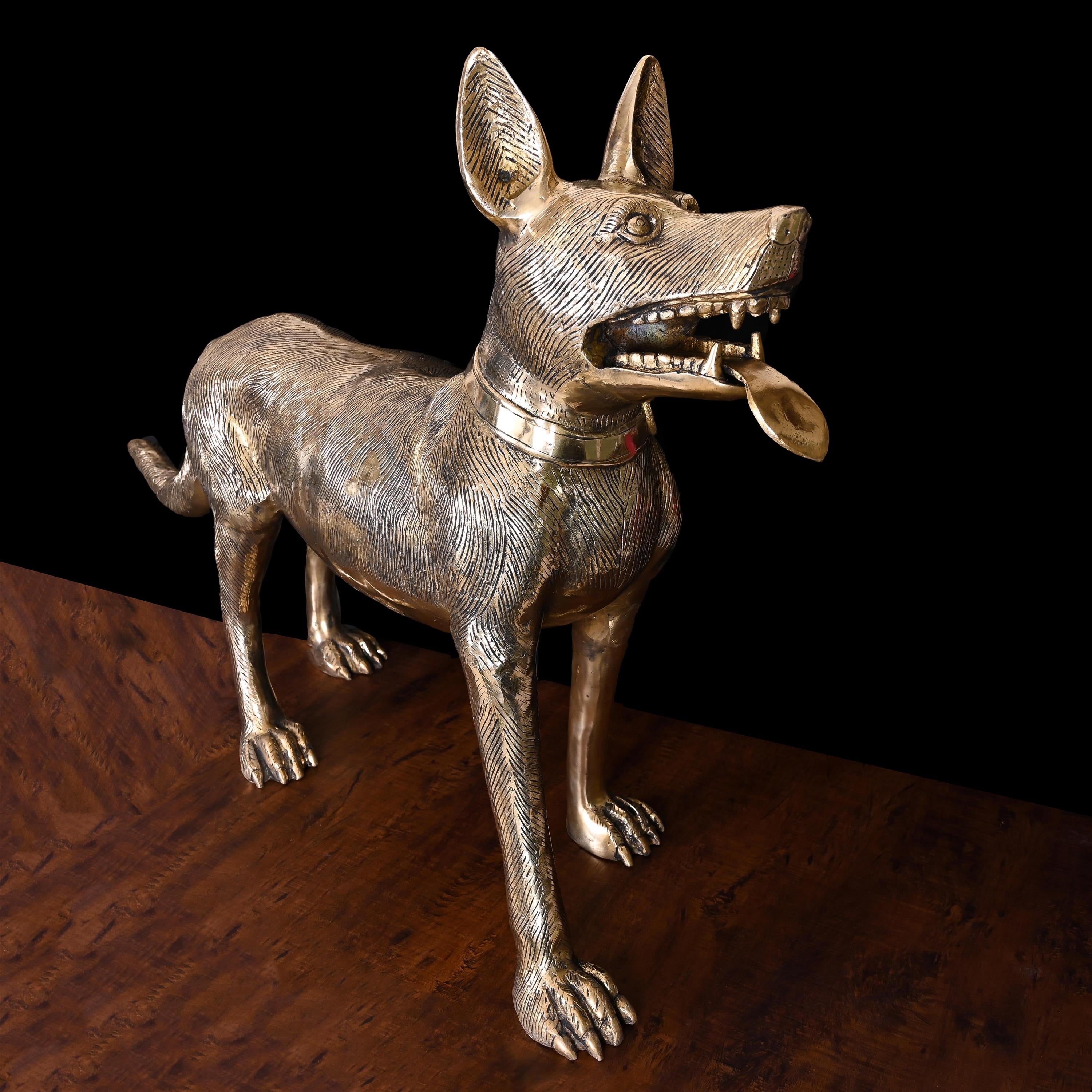 Brass Majestic Dog Figurine (24.5 Inch)