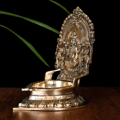 Brass Lakshmi Vilaku Diya/Lamp (10 Inch)