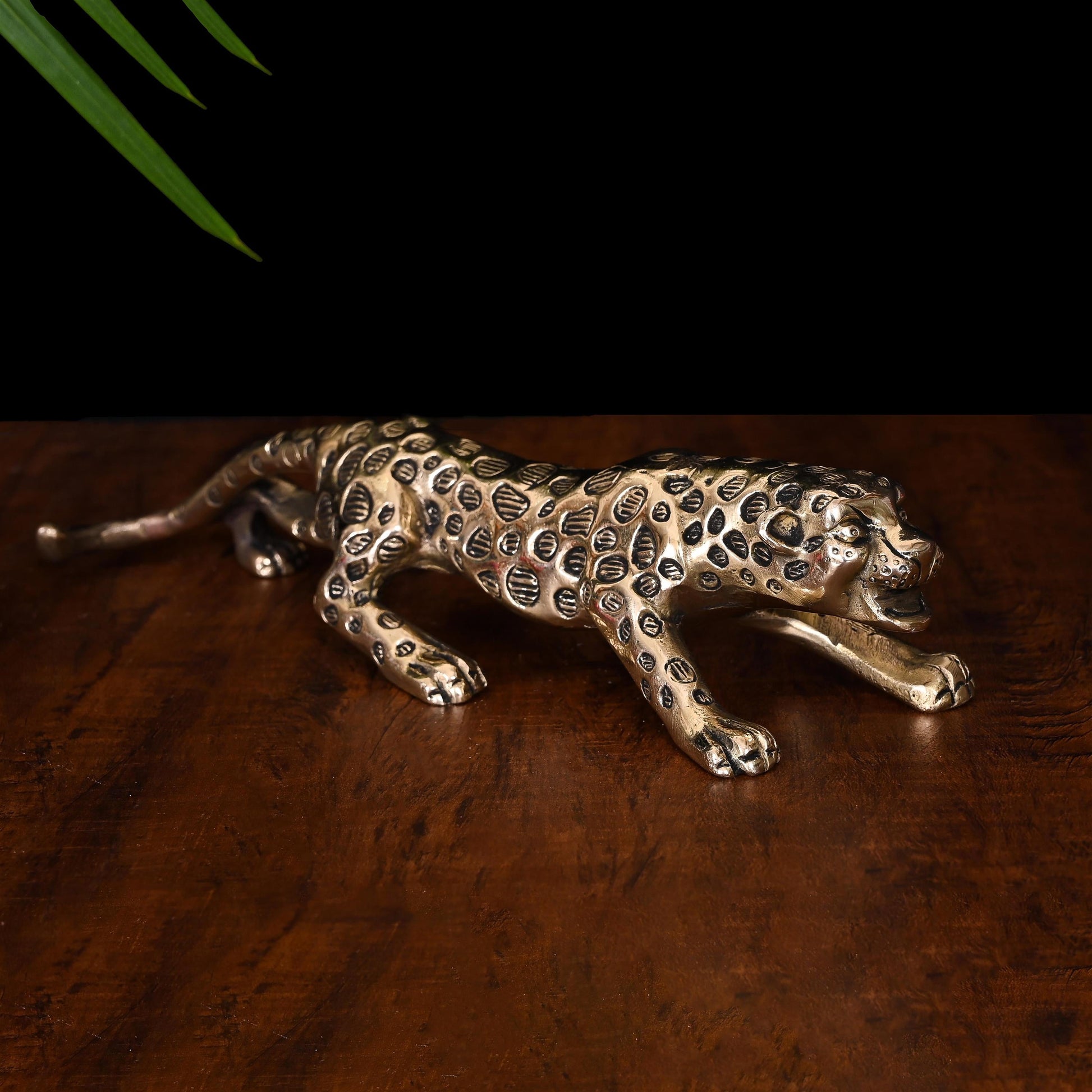 Brass Leaping Leopard Figurine (2 Inch)