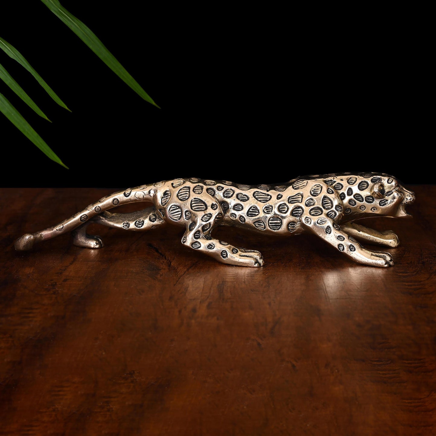 Brass Leaping Leopard Figurine (2 Inch)